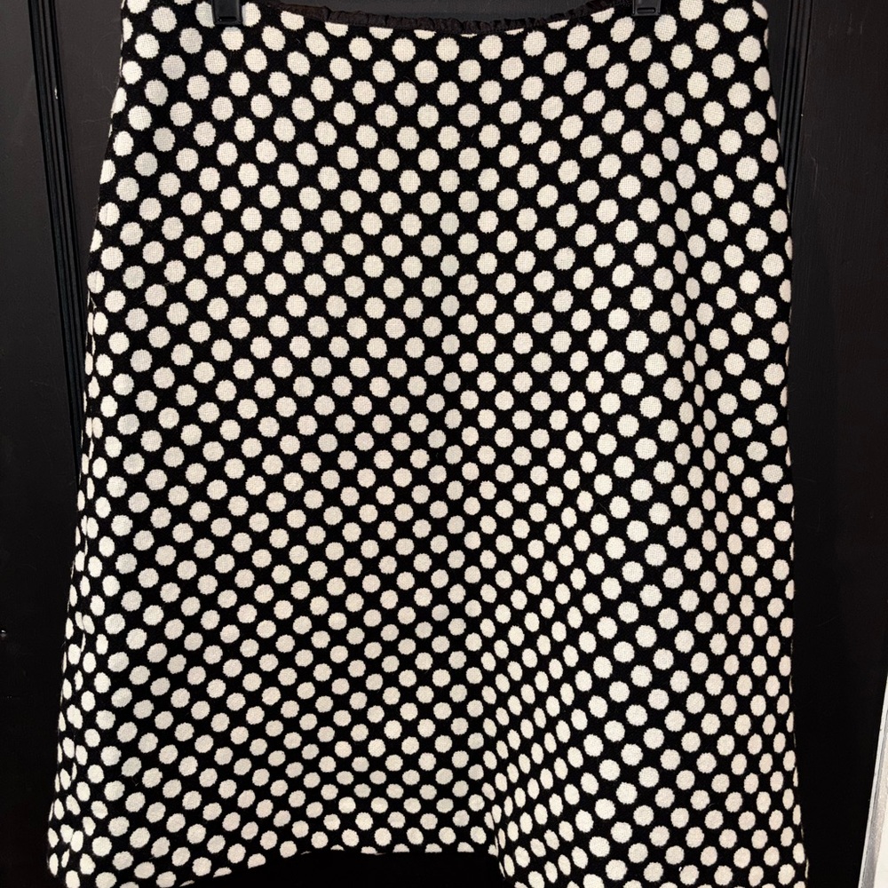 Boden Black and White Polka Dot A-Line 70% Wool Skirt Lined Size 10